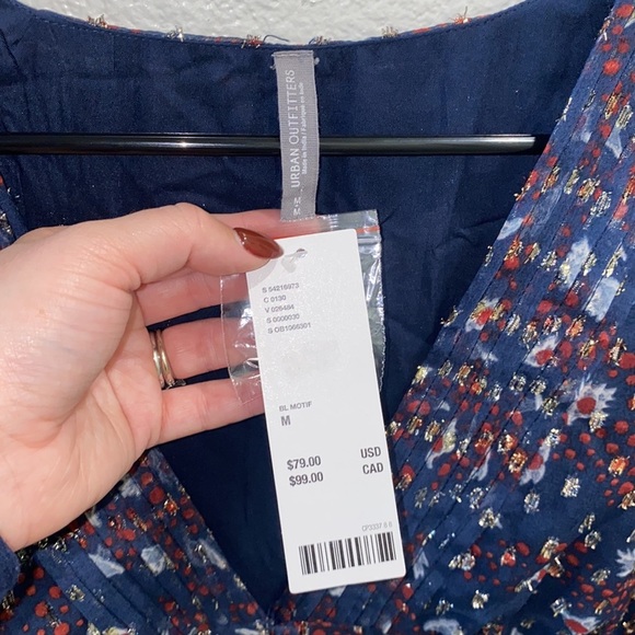 NWT Urban Outfitters Sheer Long Sleeve Printed Mini Dress - Picture 5 of 6